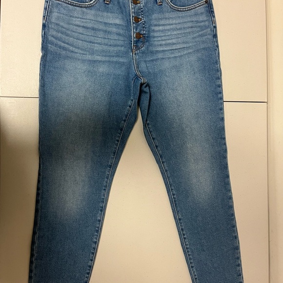 J. Crew High Rise Med Wash Button Fly Cotton Tensel All Day Stretch Jeans Sz 31 - Picture 9 of 16